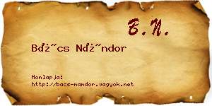Bács Nándor névjegykártya